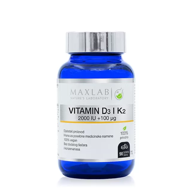 MAXLAB VITAMIN D3+K2 (2000IU+100mcg) TABLETE A90